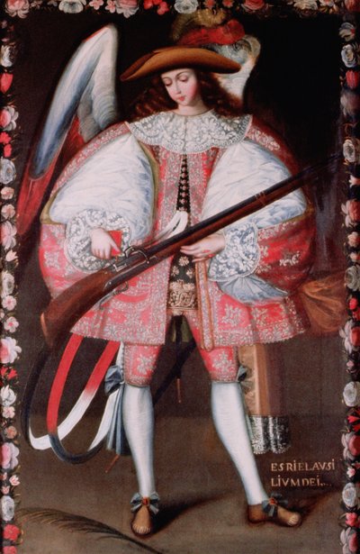 Archangel Azrael with a gun by American School